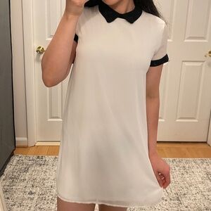 Italian White Dress with Black Collar